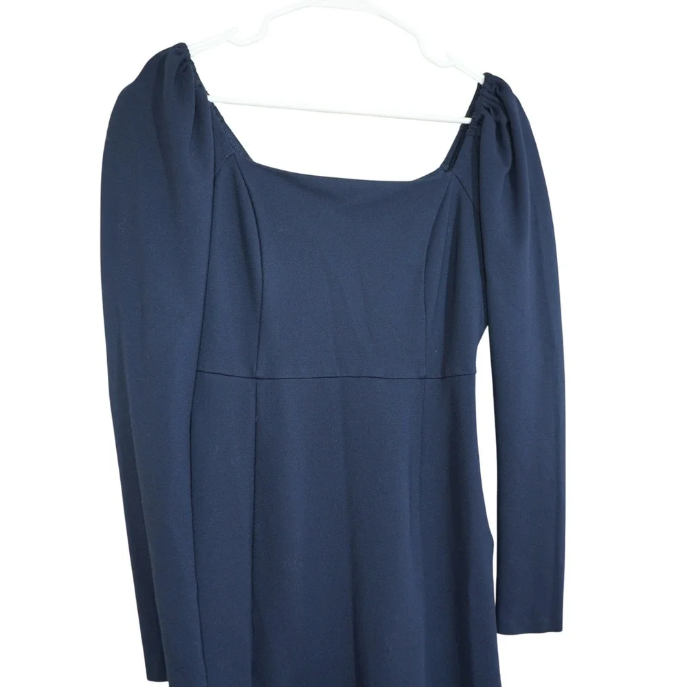 Boden Size 6 Navy Blue Square Neck Puff Shoulder Mini Dress Long Sleeve Fall